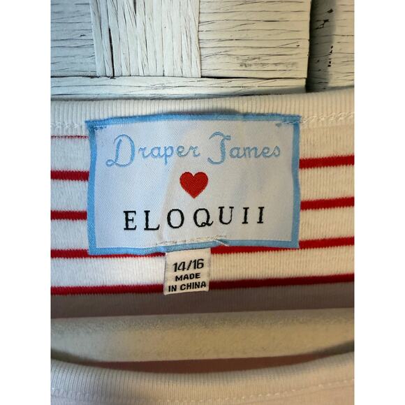 Draper James EloQuii womens blouse striped bless your heart bell sleeve Plus Sz - Picture 5 of 10